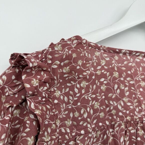Old Navy Multicolor Floral Leaf Pattern V Neck Top Size XL Cotton - Picture 8 of 8